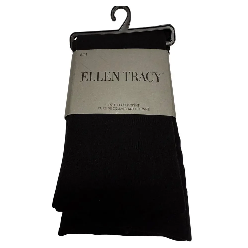 Ellen Tracy Womens S/M‎ Tights Black Footless Fleeced NEW NWT Small Medium